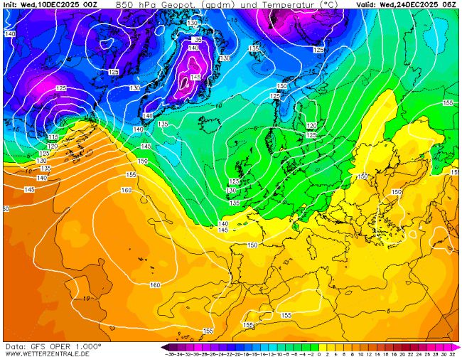Gunstige lange termijnvoorspelling voor de kerst.